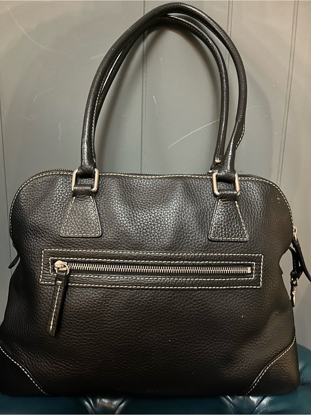 Dooney & Bourke Black Pebbled Leather Satchel - Picture 3 of 7